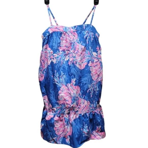 Lilly Pulitzer Girls Sleeveless Alessia Floral Dress Childs XL Blue Pink - Picture 2 of 6